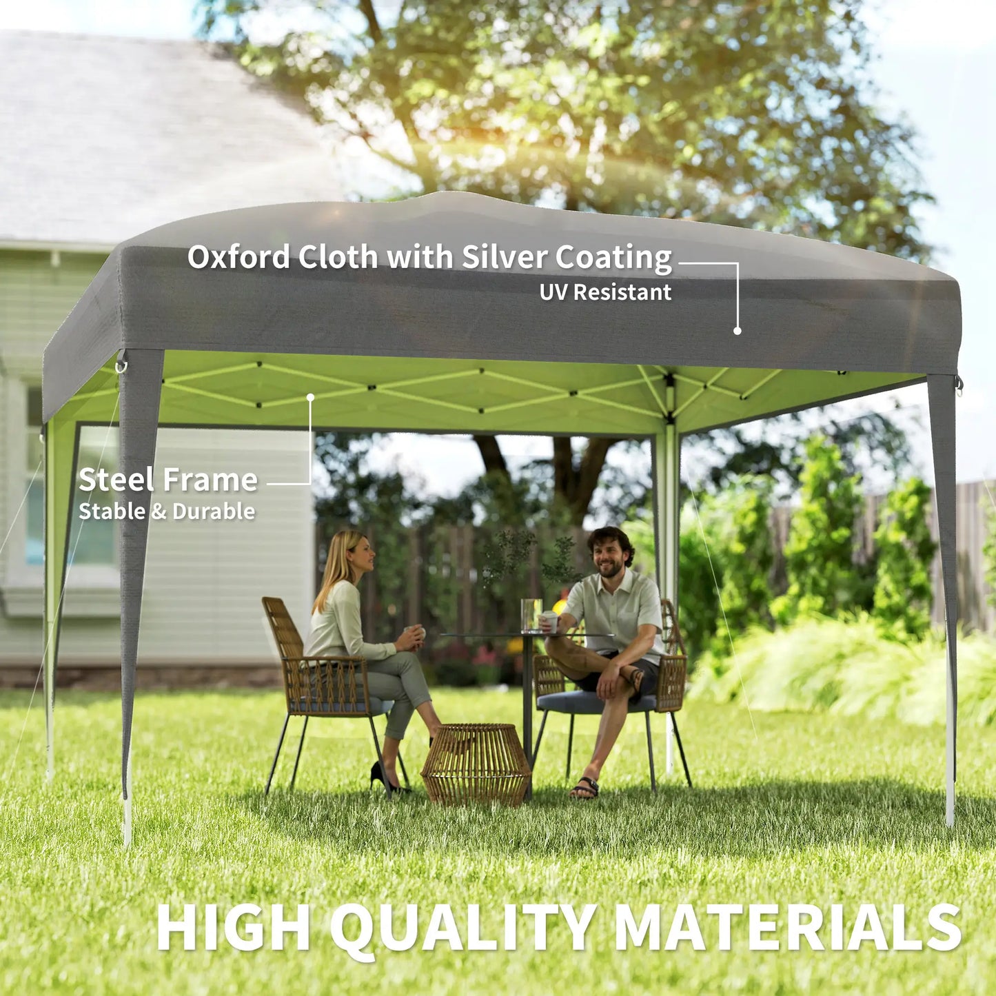 10 x 10ft Folding Pop Up Tent, Outdoor Gazebo Canopy, Grey Pop Up Canopies at Gallery Canada