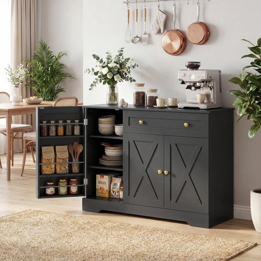 Sideboard Buffet Cabinet, Farmhouse Coffee Bar, Barn Doors, Black Bar Cabinets Black at Gallery Canada