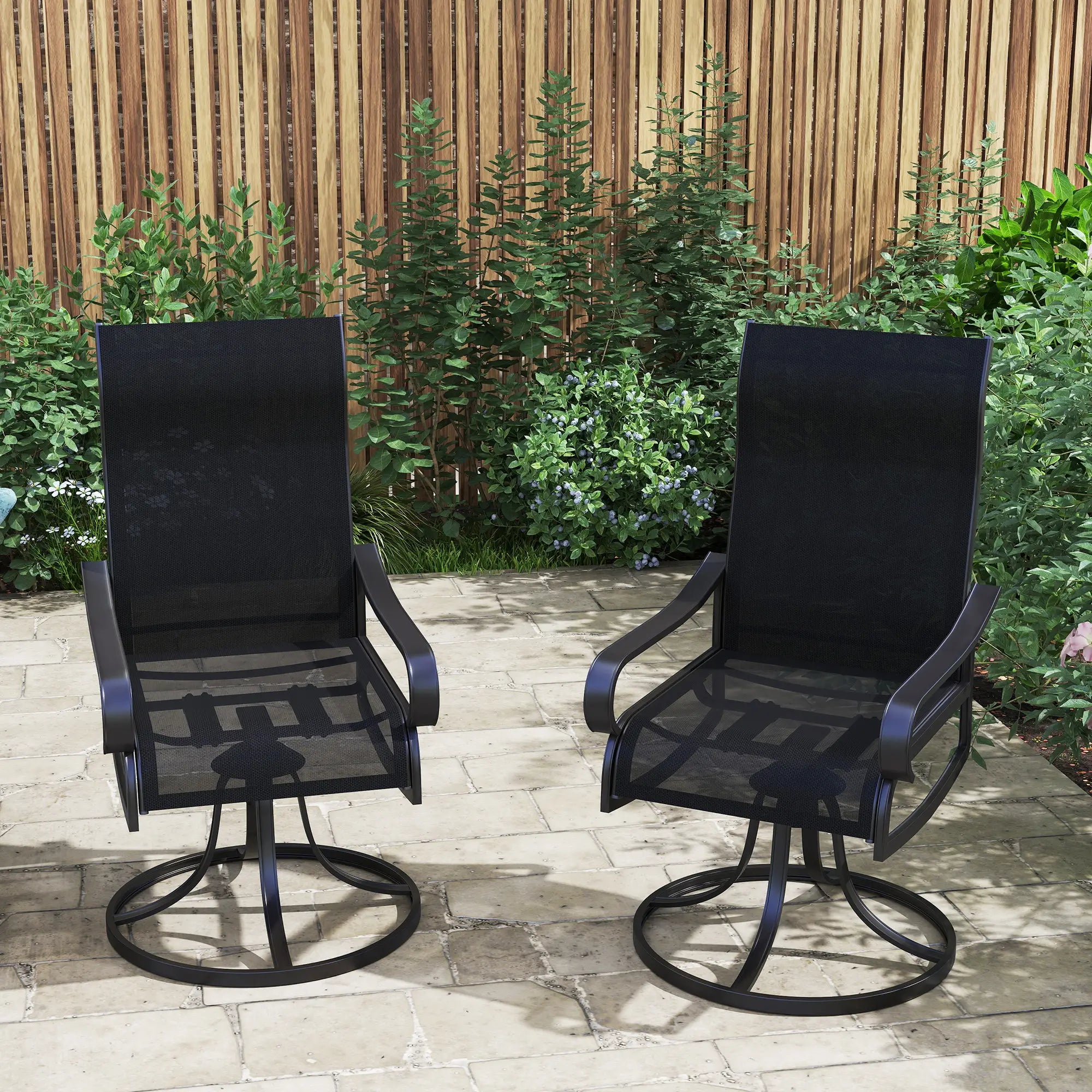 2-Piece Swivel Patio Dining Chairs, 360° Swivel Rocking, Black Patio Chairs at Gallery Canada