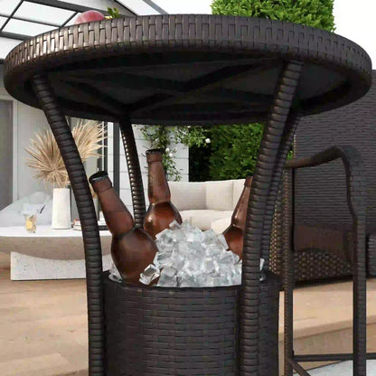 3-Piece Patio Bar Set, Rattan Bistro Table and Chairs, Dark Brown Bistro Sets at Gallery Canada