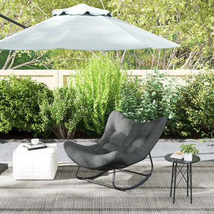 Oversized Patio Egg Rocking Chair, Padded Cushion, Rattan Wicker, Dark Grey Outdoor Rocking Chairs at Gallery Canada