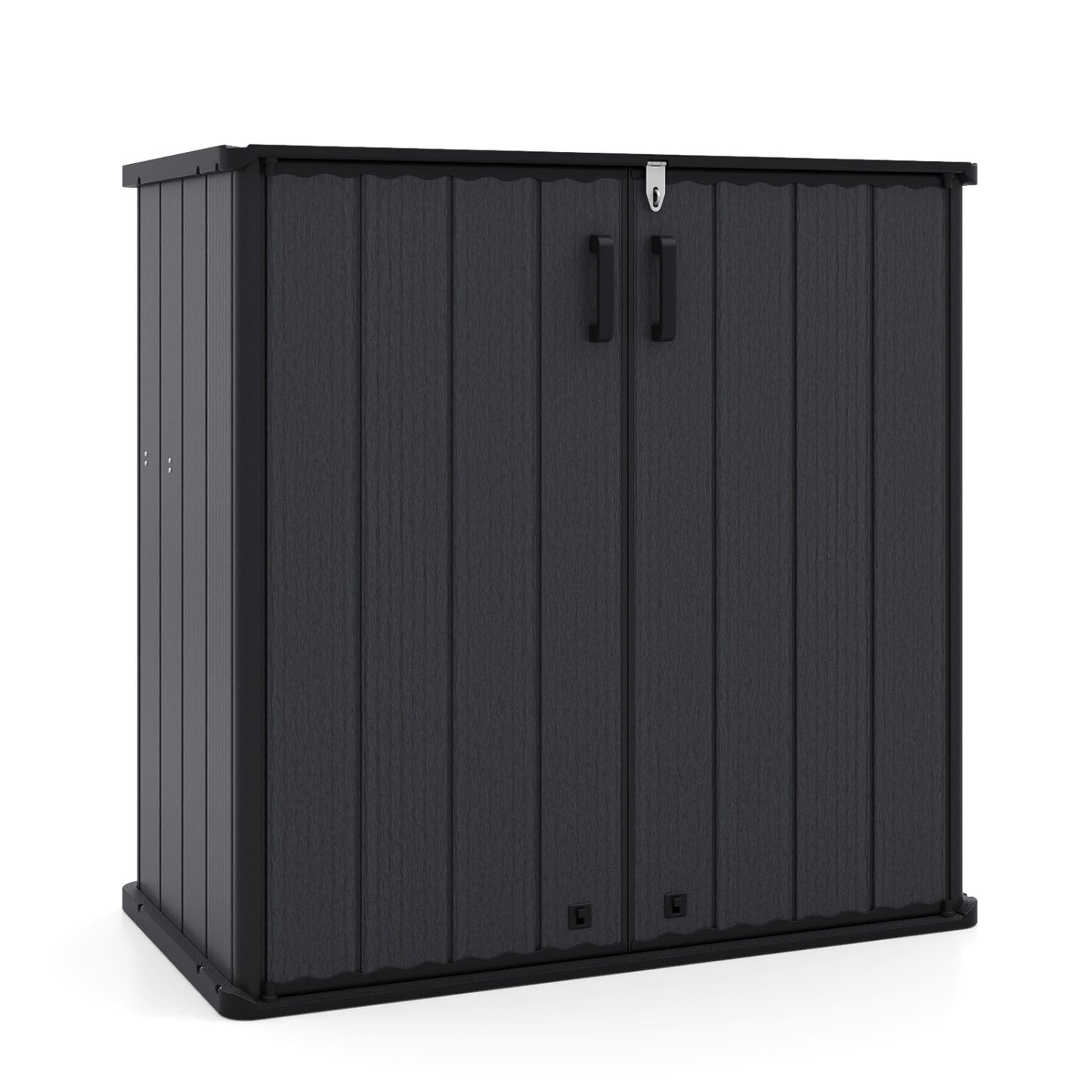 Outdoor 23.5 Cu.ft All-Weather Storage Box with Floor Lockable Door, Black