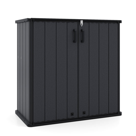 Outdoor 23.5 Cu.ft All-Weather Storage Box with Floor Lockable Door, Black