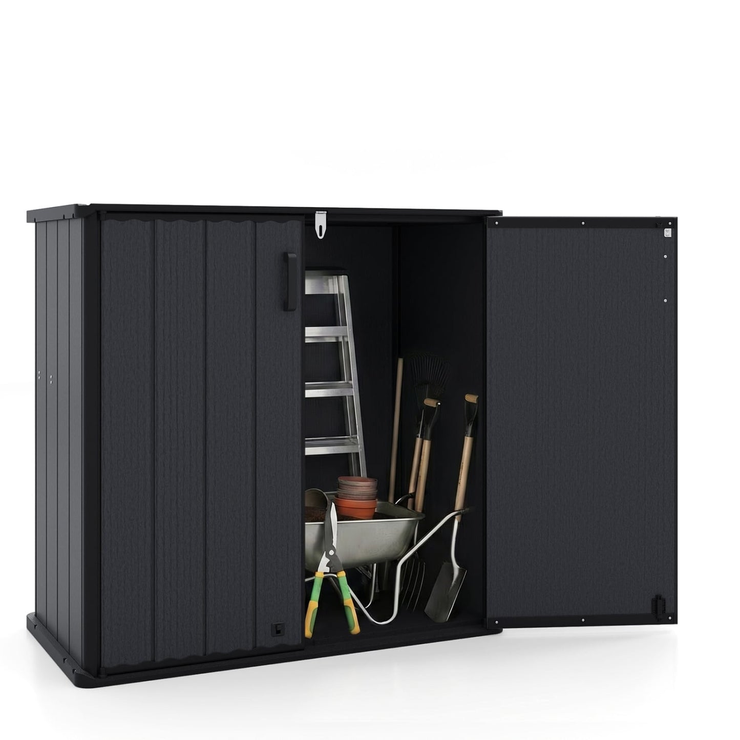 Outdoor 23.5 Cu.ft All-Weather Storage Box with Floor Lockable Door, Black