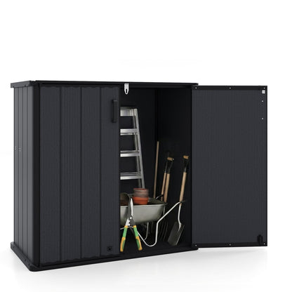 Outdoor 23.5 Cu.ft All-Weather Storage Box with Floor Lockable Door, Black