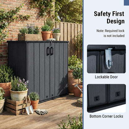 Outdoor 23.5 Cu.ft All-Weather Storage Box with Floor Lockable Door, Black