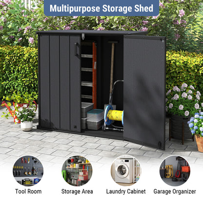 Outdoor 23.5 Cu.ft All-Weather Storage Box with Floor Lockable Door, Black
