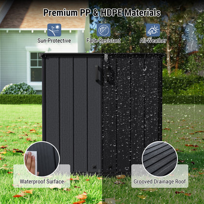 Outdoor 23.5 Cu.ft All-Weather Storage Box with Floor Lockable Door, Black