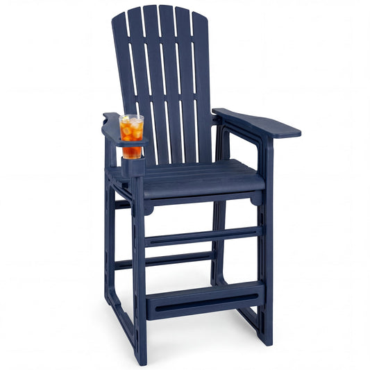 29 In Outdoor Bar Stool with Backrest, Blue