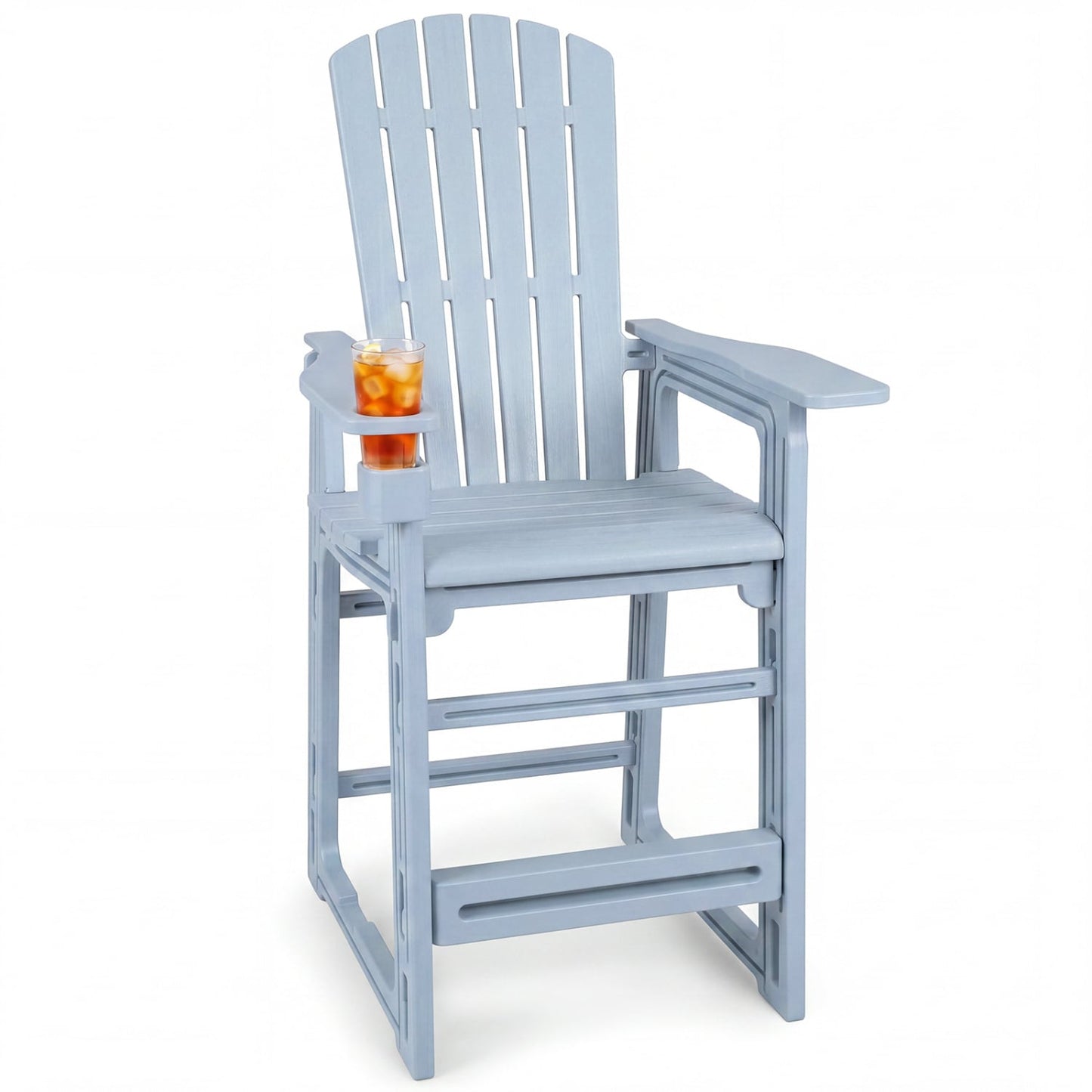 Outdoor 29" Bar Stool With Backrest & Armrests, Gray