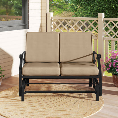 2-Person Glider Rocking Chair Loveseat, Thick Cushions, Metal Frame, Brown Patio Rocking Chairs & Gliders at Gallery Canada