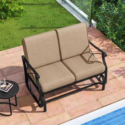 2-Person Glider Rocking Chair Loveseat, Thick Cushions, Metal Frame, Brown Patio Rocking Chairs & Gliders at Gallery Canada
