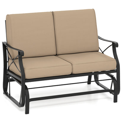 2-Person Glider Rocking Chair Loveseat, Thick Cushions, Metal Frame, Brown Patio Rocking Chairs & Gliders Brown at Gallery Canada