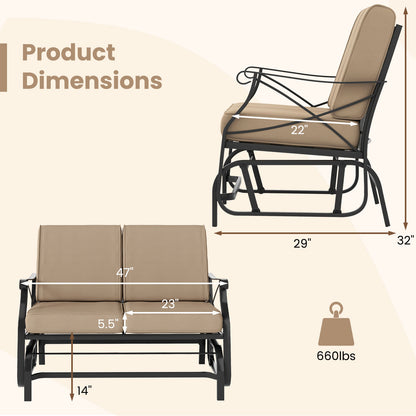 2-Person Glider Rocking Chair Loveseat, Thick Cushions, Metal Frame, Brown Patio Rocking Chairs & Gliders at Gallery Canada