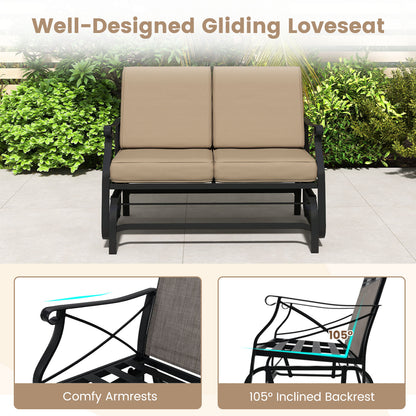 2-Person Glider Rocking Chair Loveseat, Thick Cushions, Metal Frame, Brown Patio Rocking Chairs & Gliders at Gallery Canada
