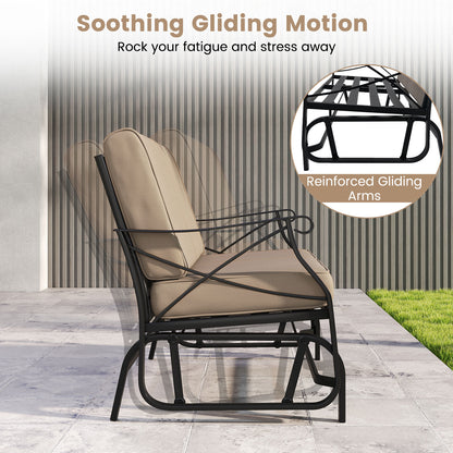 2-Person Glider Rocking Chair Loveseat, Thick Cushions, Metal Frame, Brown Patio Rocking Chairs & Gliders at Gallery Canada