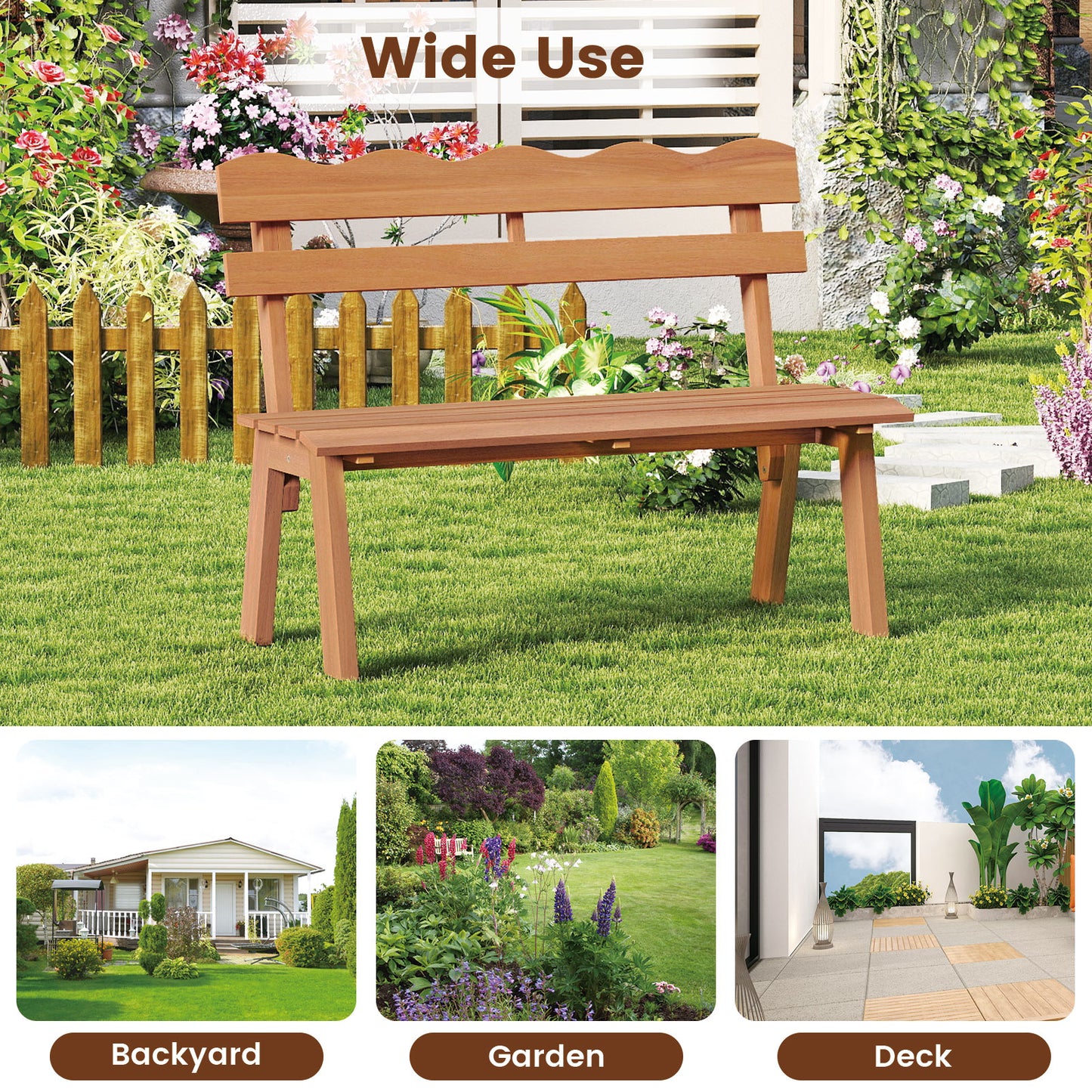 Outdoor Acacia Wood Garden Bench with 800 lbs Weight Capacity Outdoor Benches at Gallery Canada