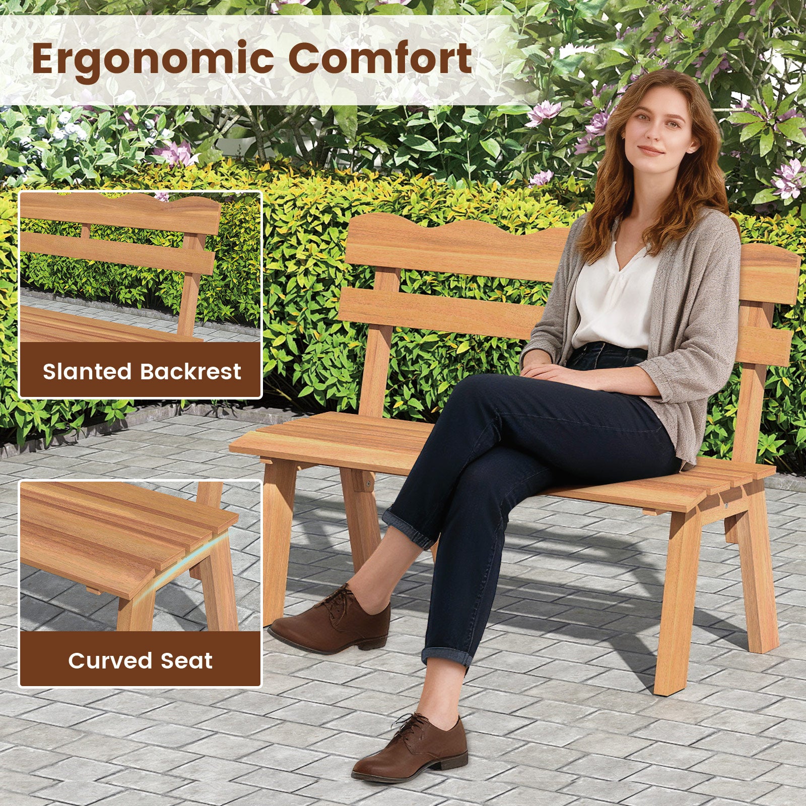 Outdoor Acacia Wood Garden Bench with 800 lbs Weight Capacity Outdoor Benches at Gallery Canada