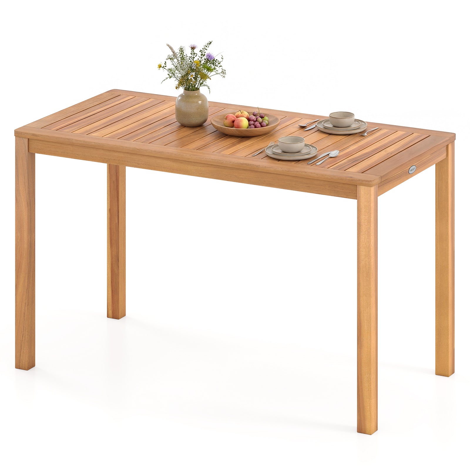Outdoor Acacia Wood Dining Table with Slatted Tabletop for 4-6 Patio Dining Tables at Gallery Canada
