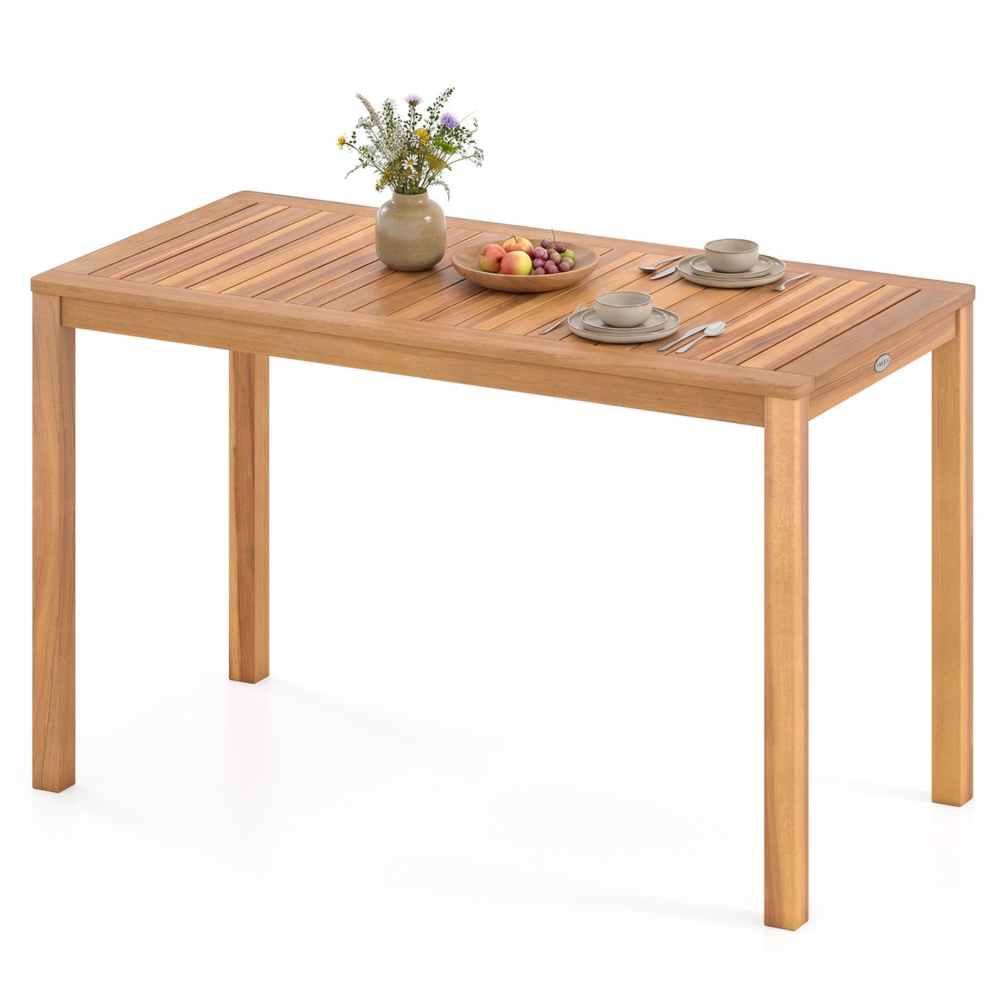 Outdoor Acacia Wood Dining Table with Slatted Tabletop for 4-6 Patio Dining Tables Options at Gallery Canada