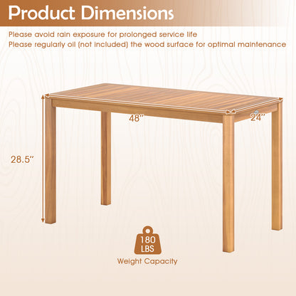 Outdoor Acacia Wood Dining Table with Slatted Tabletop for 4-6 Patio Dining Tables at Gallery Canada