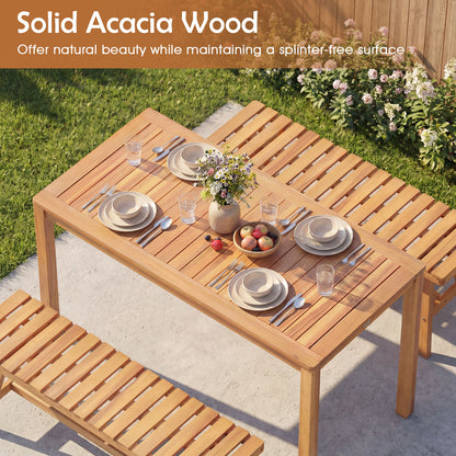 Outdoor Acacia Wood Dining Table with Slatted Tabletop for 4-6 Patio Dining Tables at Gallery Canada
