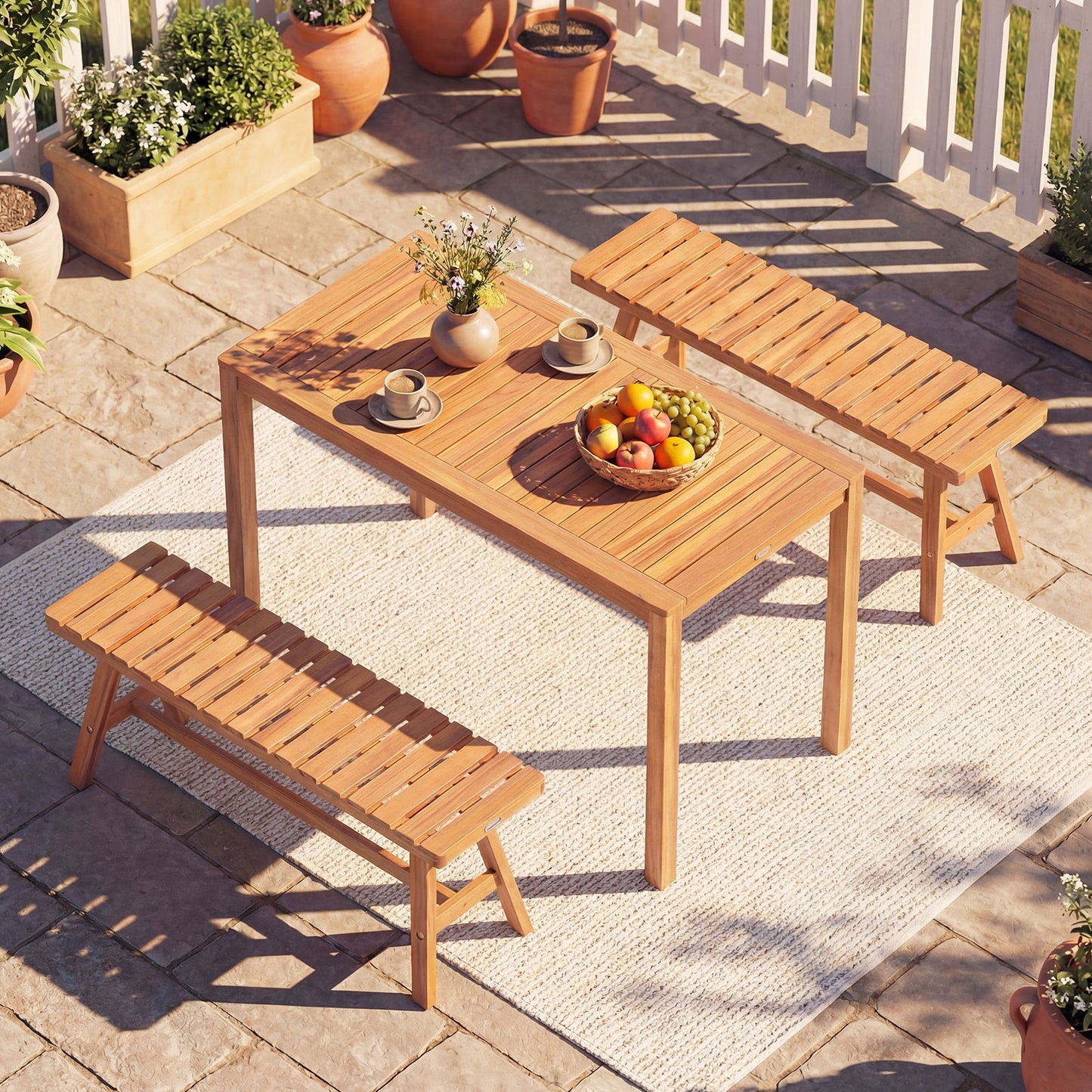 Outdoor Acacia Wood Dining Table with Slatted Tabletop for 4-6 Patio Dining Tables at Gallery Canada