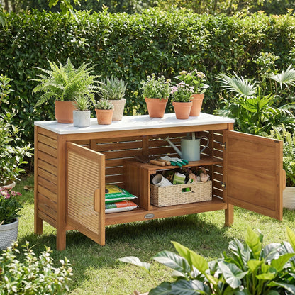 Acacia Wood Storage Cabinet, Fax Marble Top, Outdoor Tool Cabinet Sheds & Outdoor Storage at Gallery Canada