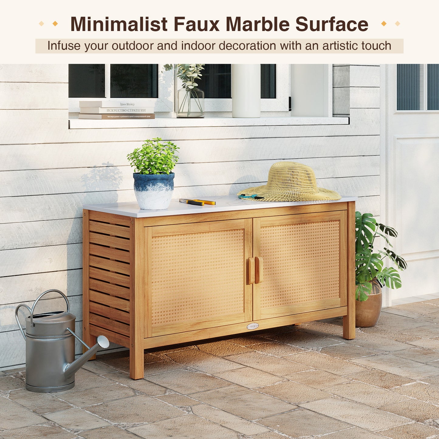 Acacia Wood Storage Cabinet, Fax Marble Top, Outdoor Tool Cabinet Sheds & Outdoor Storage at Gallery Canada