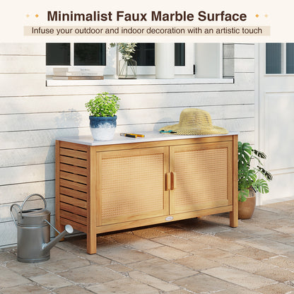 Acacia Wood Storage Cabinet, Fax Marble Top, Outdoor Tool Cabinet Sheds & Outdoor Storage at Gallery Canada