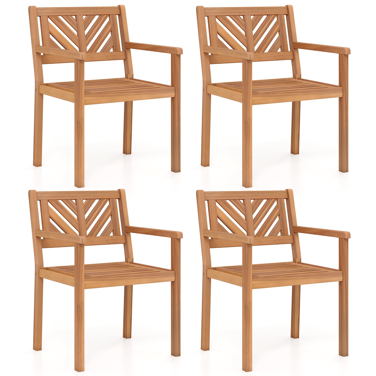 Acacia Wood Patio Dining Chairs, Set of 4, 400 lbs Capacity Patio Dining Chairs Options at Gallery Canada