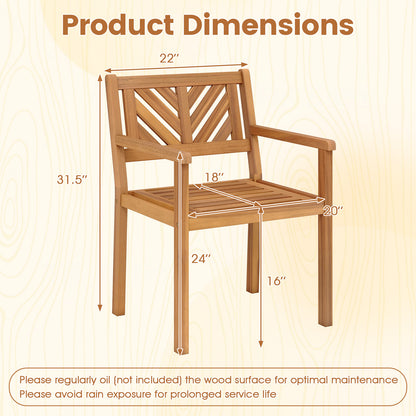 Acacia Wood Patio Dining Chairs, Set of 4, 400 lbs Capacity Patio Dining Chairs at Gallery Canada