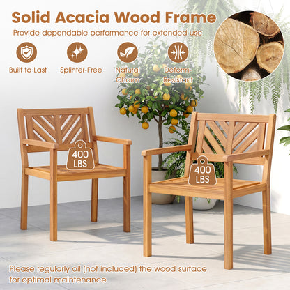 Acacia Wood Patio Dining Chairs, Set of 4, 400 lbs Capacity Patio Dining Chairs at Gallery Canada