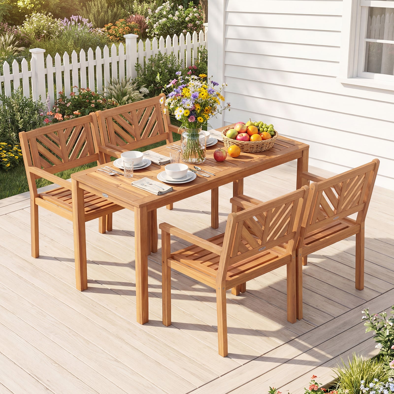 Acacia Wood Patio Dining Chairs, 400 lbs Capacity, Set of 2 Patio Dining Chairs at Gallery Canada