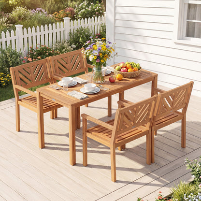 Acacia Wood Patio Dining Chairs, 400 lbs Capacity, Set of 2 Patio Dining Chairs at Gallery Canada