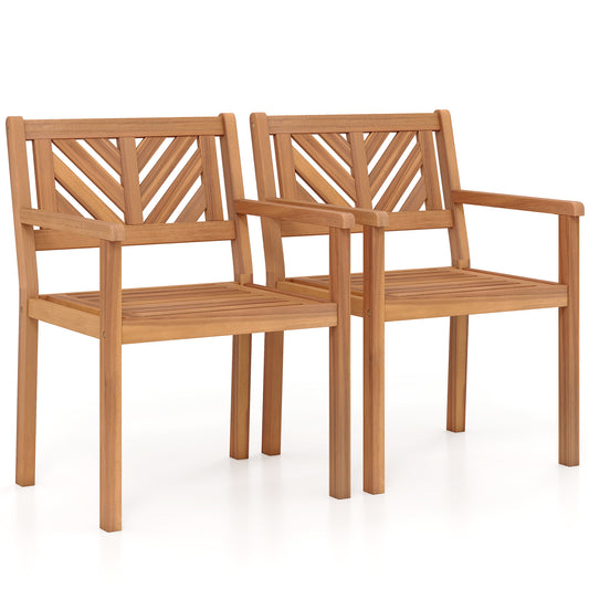 Acacia Wood Patio Dining Chairs, 400 lbs Capacity, Set of 2 Patio Dining Chairs Options at Gallery Canada