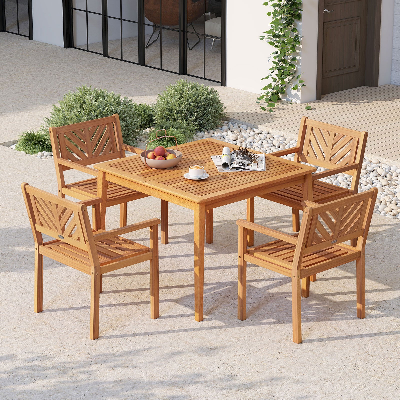 Acacia Wood Patio Dining Chairs, 400 lbs Capacity, Set of 2 Patio Dining Chairs at Gallery Canada