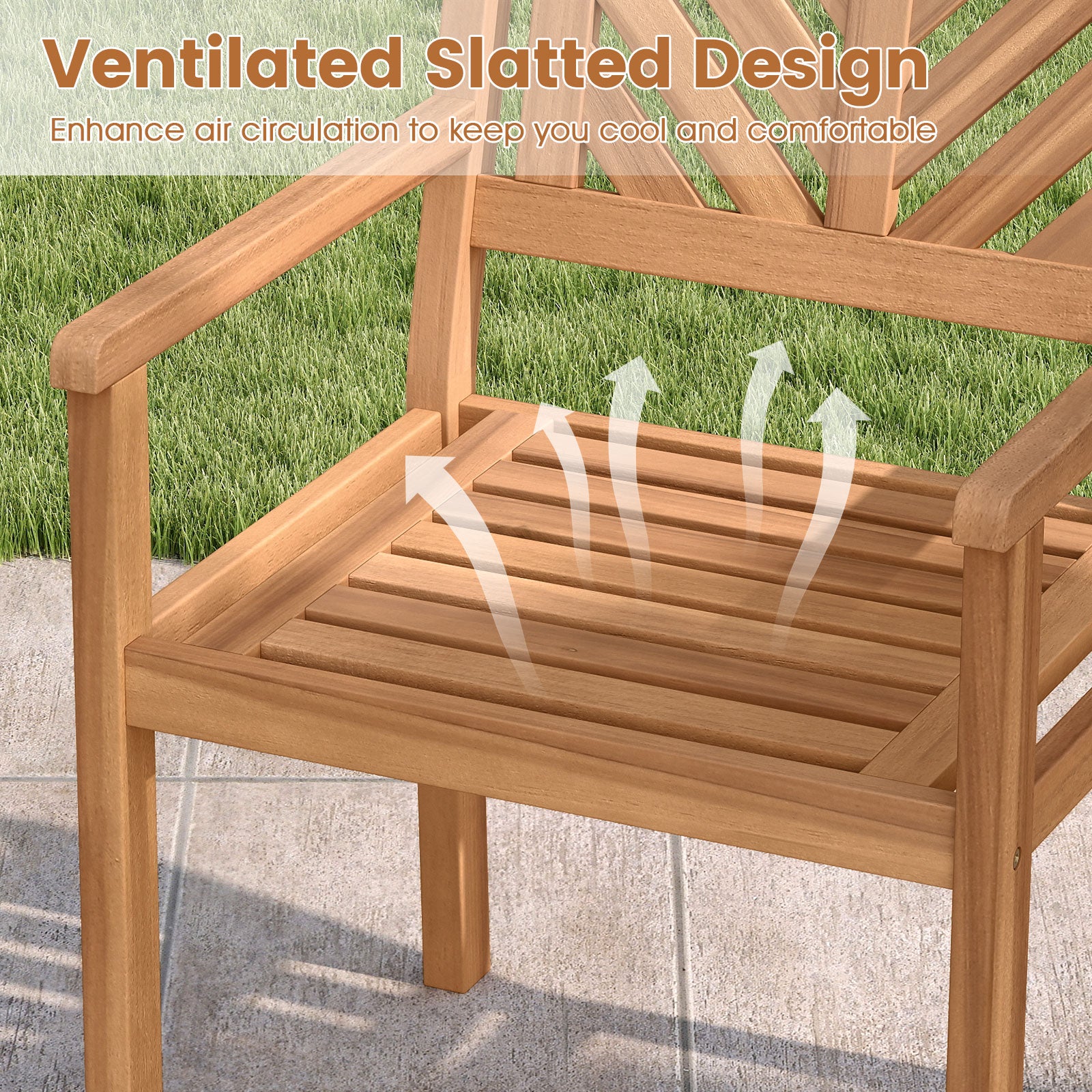 Acacia Wood Patio Dining Chairs, 400 lbs Capacity, Set of 2 Patio Dining Chairs at Gallery Canada