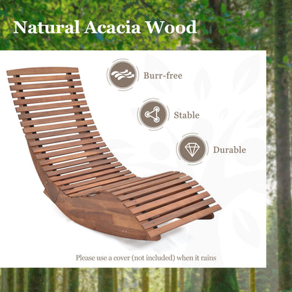 Outdoor Acacia Wood Rocking Chair, Widened Slatted Seat, High Back, Natural Patio Rocking Chairs & Gliders at Gallery Canada
