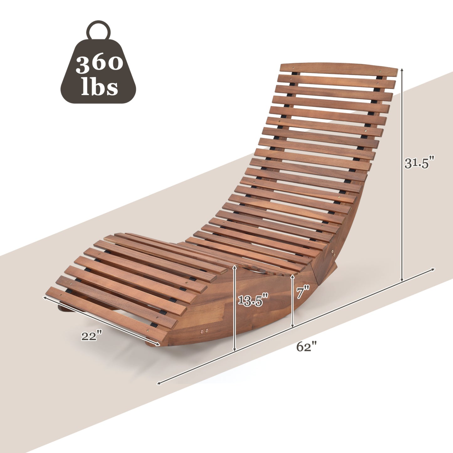 Outdoor Acacia Wood Rocking Chair, Widened Slatted Seat, High Back, Natural Patio Rocking Chairs & Gliders at Gallery Canada