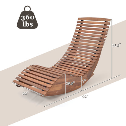 Outdoor Acacia Wood Rocking Chair, Widened Slatted Seat, High Back, Natural Patio Rocking Chairs & Gliders at Gallery Canada