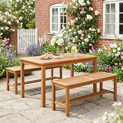 Outdoor Acacia Wood Patio Bench for Two, Slatted Seat