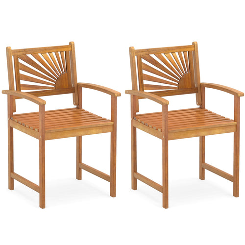 Outdoor Acacia Wood Dining Chairs, Set of 2