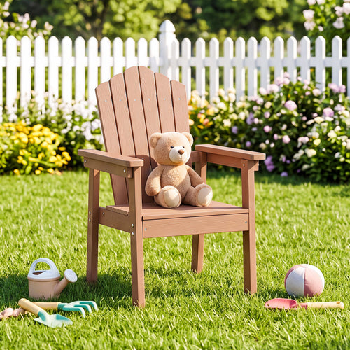 Outdoor Adirondack Chair, High Backrest, Wide Armrests, Brown