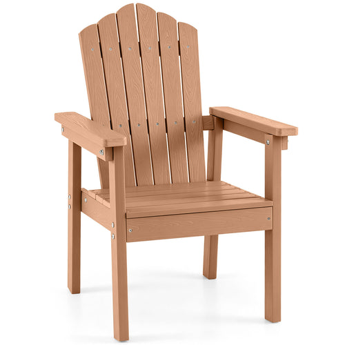 Outdoor Adirondack Chair, High Backrest, Wide Armrests, Brown