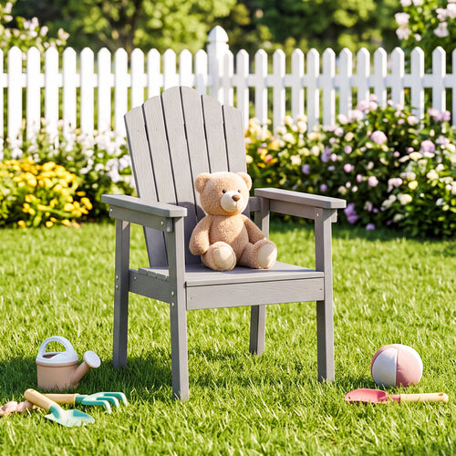 Outdoor Adirondack Chair, High Backrest, Wide Armrests, Silver