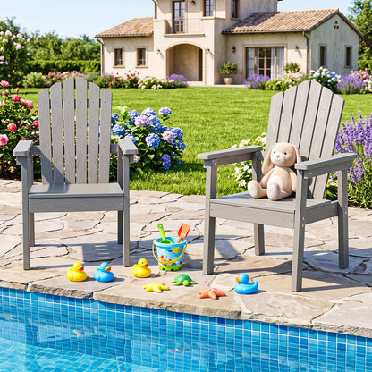 Chaise Adirondack d'extérieur, dossier haut, accoudoirs larges, argent