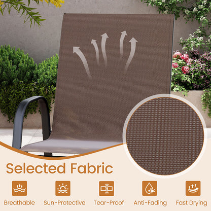 Outdoor Bar Stools Set of 2 29 Inch Fabric Bar Height Stools with Armrests, Brown Patio Bar Furniture at Gallery Canada