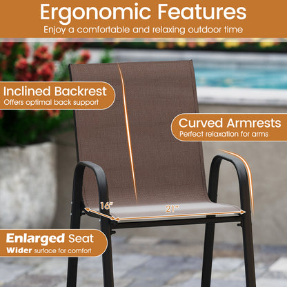 Outdoor Bar Stools Set of 2 29 Inch Fabric Bar Height Stools with Armrests, Brown Patio Bar Furniture at Gallery Canada