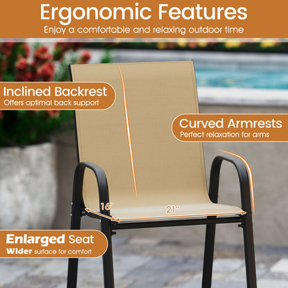 Outdoor Bar Stools Set of 2 29 Inch Fabric Bar Height Stools with Armrests, Beige Patio Bar Furniture at Gallery Canada